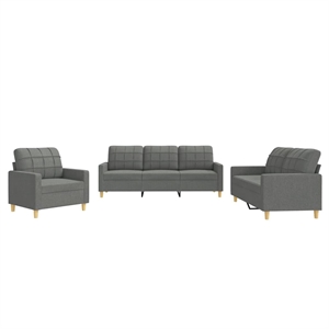 Bowery Hill Contemporary Metal Sofa Set in Dark Grey Polyester Fabric