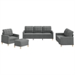 Bowery Hill Contemporary Metal Sofa Set in Dark Grey Polyester Fabric