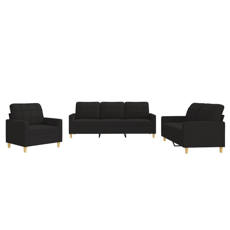 Bowery Hill Polyester Black Sofa Set Rectangular Seats 7 30.3