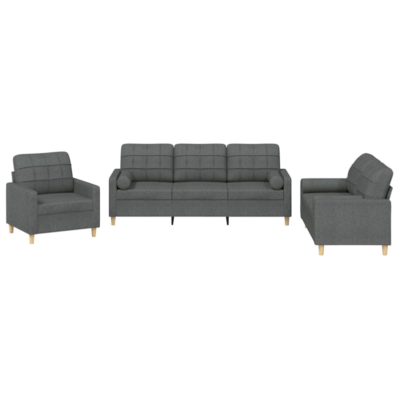 Bowery Hill Contemporary Metal Sofa Set in Dark Grey Polyester Fabric