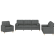 Bowery Hill Contemporary Metal Sofa Set in Dark Grey Polyester Fabric