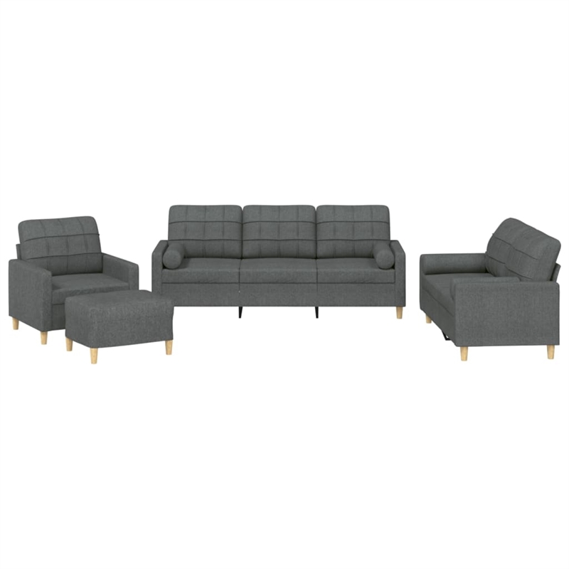 Bowery Hill Contemporary 4 Piece Sofa Set in Dark Gray Polyester