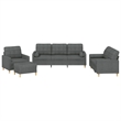 Bowery Hill Contemporary 4 Piece Sofa Set in Dark Gray Polyester