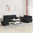 Bowery Hill 2-Seater Rectangular Sofa Set in Black Faux Leather