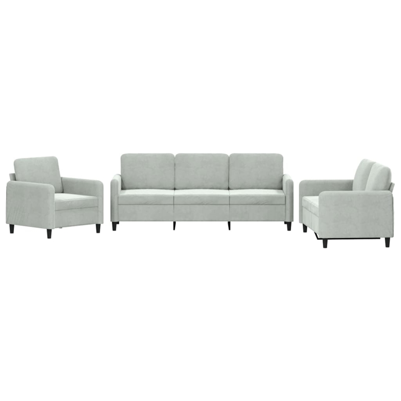 Bowery Hill Contemporary Sofa Set in Light Grey Finish Velvet