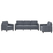 Bowery Hill Large Metal Sofa Set in Dark Grey Polyester Velvet