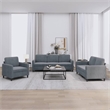 Bowery Hill Large Metal Sofa Set in Dark Grey Polyester Velvet