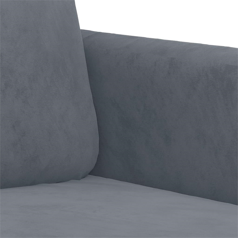 Bowery Hill Large Metal Sofa Set in Dark Grey Polyester Velvet