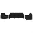 Bowery Hill Contemporary Sofa Set in Black Polyester Velvet Metal