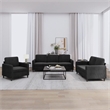 Bowery Hill Contemporary Sofa Set in Black Polyester Velvet Metal