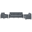 Bowery Hill Contemporary Rectangular Sofa Set in Dark Grey Velvet