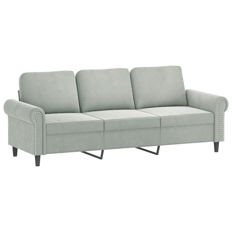 Bowery Hill Contemporary 2 Piece Sofa Set in Light Gray Velvet