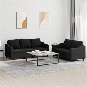 Bowery Hill Modern / Contemporary Sofa Set in Black Finish Fabric