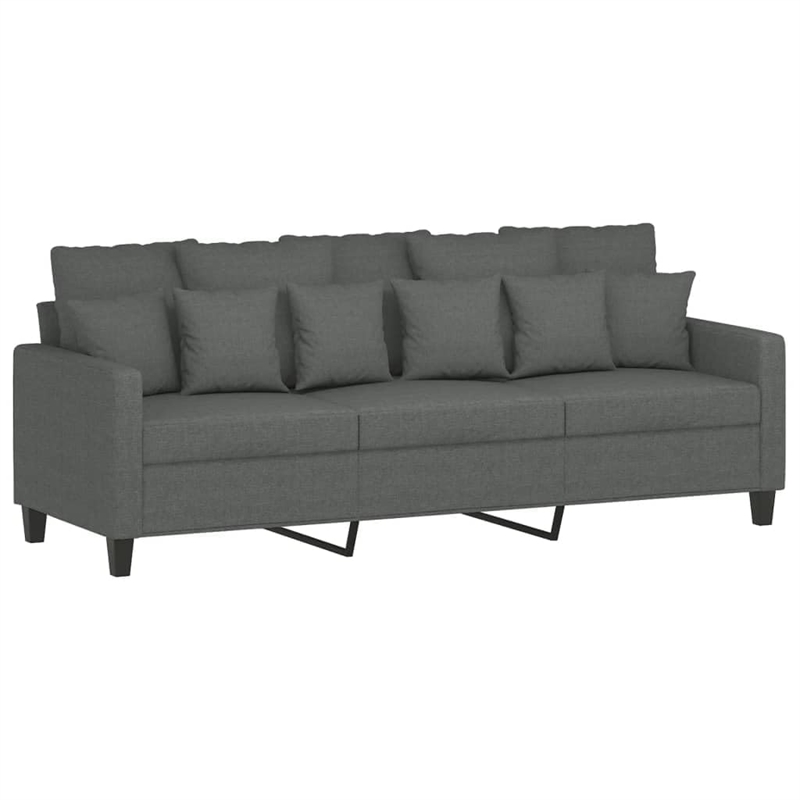 Bowery Hill Contemporary 3-Seater Sofa with Footstool in Dark Grey
