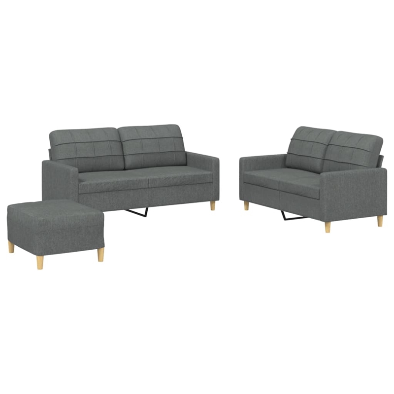 Bowery Hill Contemporary Rectangular Medium Sofa Set in Dark Gray Fabric