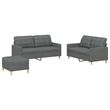 Bowery Hill Contemporary Rectangular Medium Sofa Set in Dark Gray Fabric