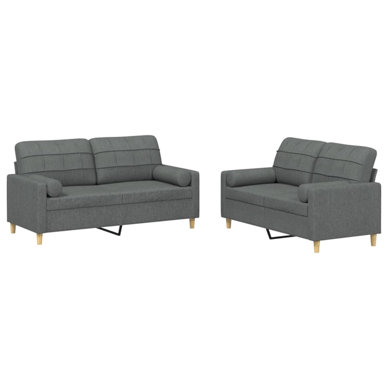 Bowery Hill Contemporary Sofa Set in Dark Grey Fabric Polyester