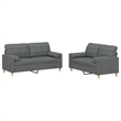 Bowery Hill Contemporary Sofa Set in Dark Grey Fabric Polyester