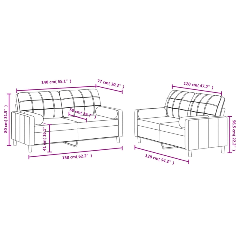 Bowery Hill Contemporary Sofa Set in Dark Grey Fabric Polyester