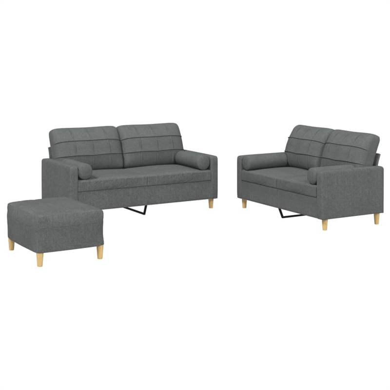 Bowery Hill Contemporary Sofa Set in Dark Grey Finish Polyester