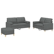 Bowery Hill Contemporary Sofa Set in Dark Grey Finish Polyester