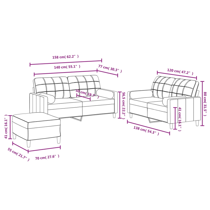 Bowery Hill Contemporary Sofa Set in Dark Grey Finish Polyester