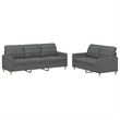 Bowery Hill Contemporary Sofa Set in Dark Grey Fabric Polyester