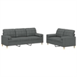 Bowery Hill Contemporary Sofa Set in Dark Gray Fabric Polyester