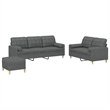 Bowery Hill Contemporary Sofa Set in Dark Grey Fabric Polyester