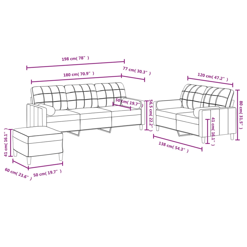 Bowery Hill Contemporary Sofa Set in Dark Grey Fabric Polyester