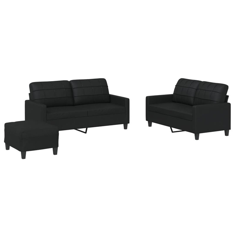 Bowery Hill Contemporary Durable Rectangular Sofa Set in In Black