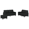 Bowery Hill Contemporary Durable Rectangular Sofa Set in In Black