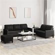 Bowery Hill Rectangular Large Sofa Set in Black Faux Leather