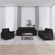 Bowery Hill Contemporary 3-Piece Sofa Set in Black Polyester
