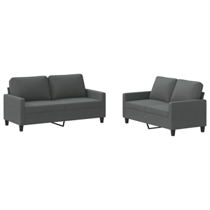 Bowery Hill Contemporary Metal Sofa Set in Dark Grey Polyester Fabric