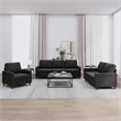 Bowery Hill Contemporary Metal Sofa Set in Black Polyester Velvet