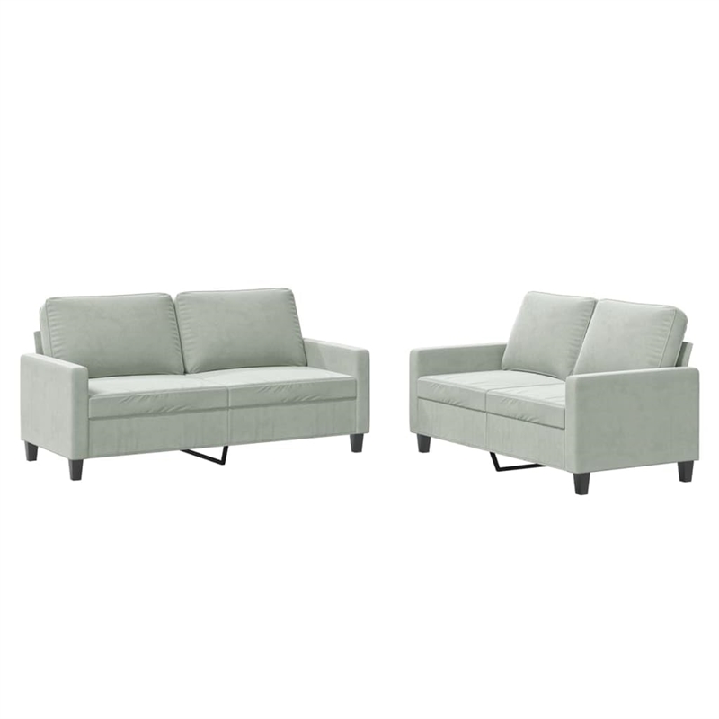 Bowery Hill Contemporary Sofa Set in Light Gray Finish Velvet