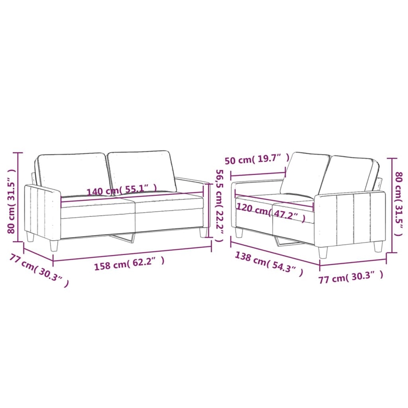 Bowery Hill Contemporary Sofa Set in Light Gray Finish Velvet