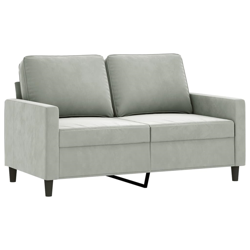 Bowery Hill Contemporary 2-Piece Sofa Set in Light Gray Velvet