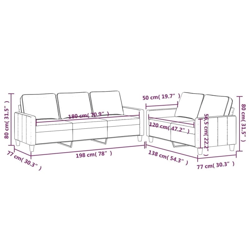Bowery Hill Contemporary 2 Piece Sofa Set in Dark Gray Velvet