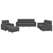 Bowery Hill Contemporary Compact Sofa Set in Dark Grey Polyester