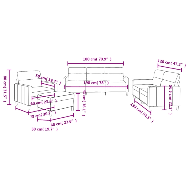 Bowery Hill Contemporary Compact Sofa Set in Dark Grey Polyester