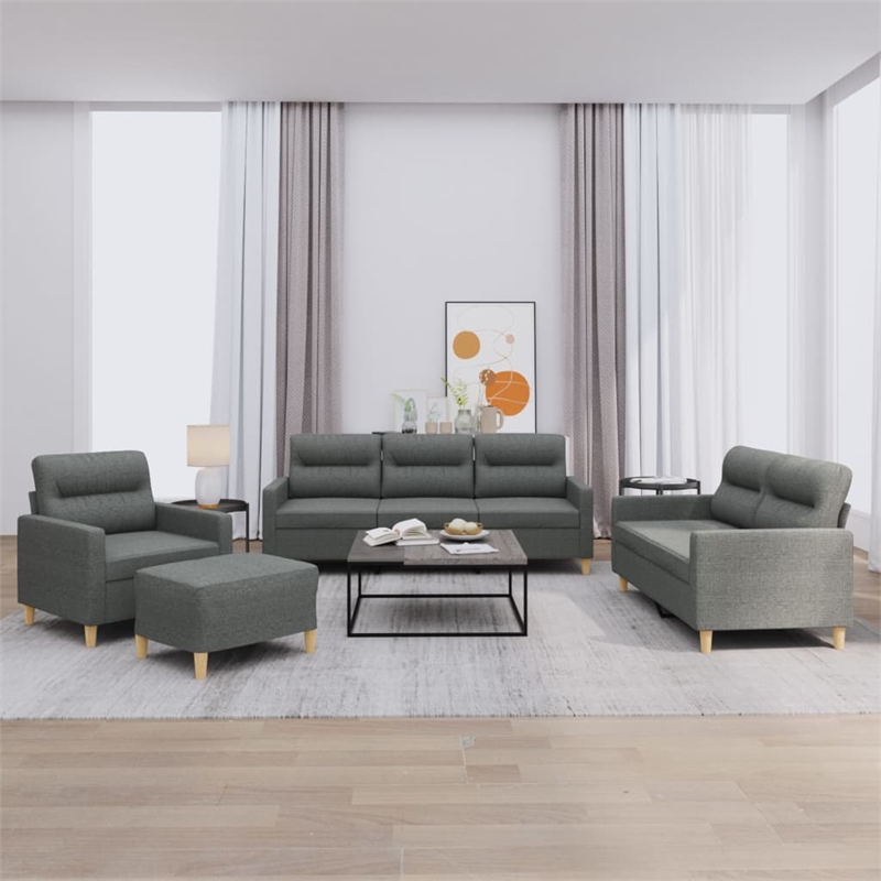 Bowery Hill Contemporary Compact Sofa Set in Dark Grey Polyester
