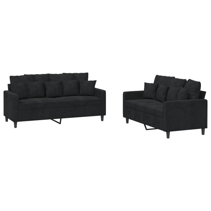 Bowery Hill Contemporary Metal Sofa Set in Black Finish Polyester