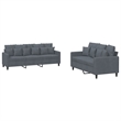Bowery Hill Contemporary Metal Sofa Set in Dark Grey Polyester