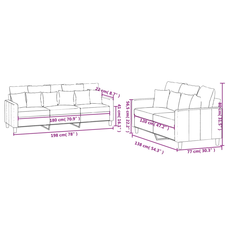 Bowery Hill Contemporary Metal Sofa Set in Dark Grey Polyester