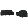 Bowery Hill Contemporary Metal Sofa Set in Black Polyester Velvet