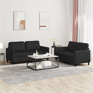 Bowery Hill Modern / Contemporary Fabric Sofa Set in Black Finish