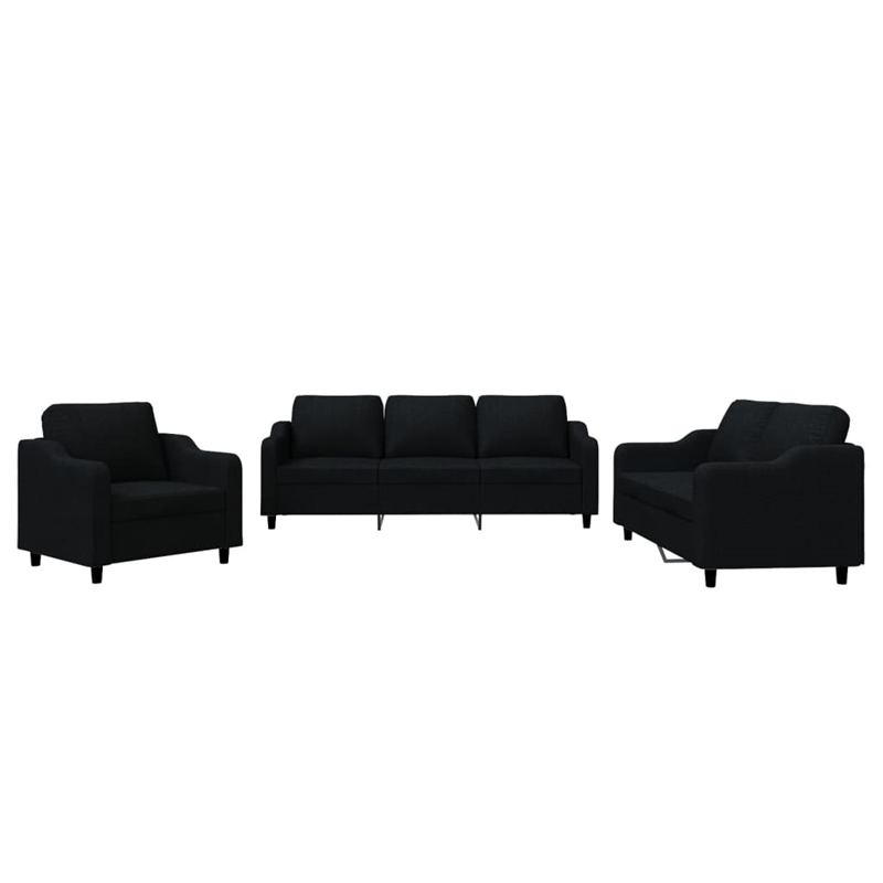 Bowery Hill Contemporary Metal Sofa Set in Black Finish Polyester