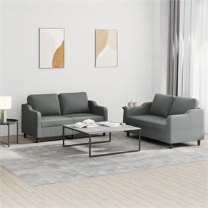 Bowery Hill Contemporary Fabric Sofa Set in Dark Gray Finish